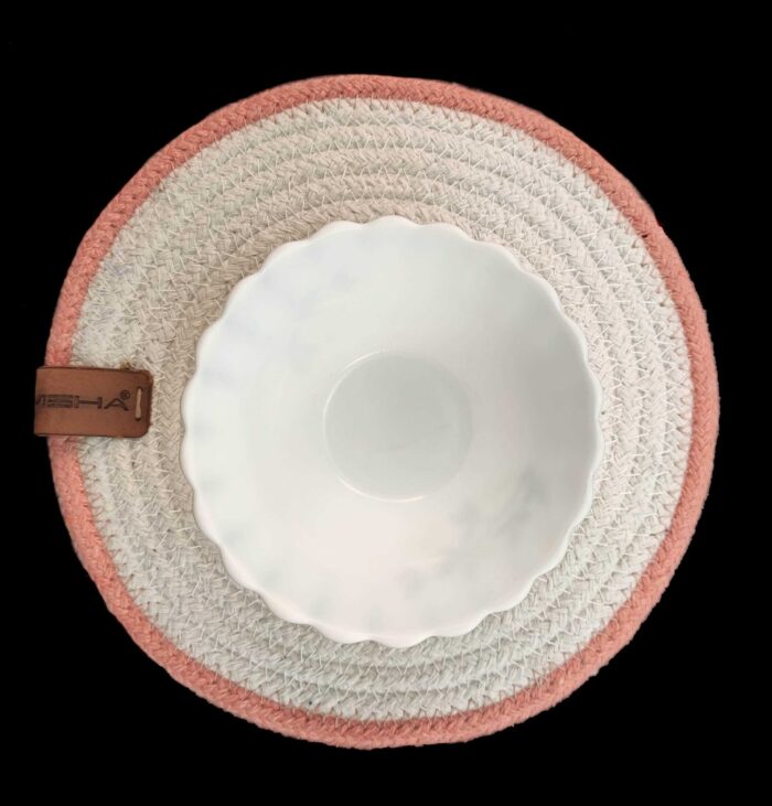 Pink & White Cotton Placemat - PM 011 - Image 4