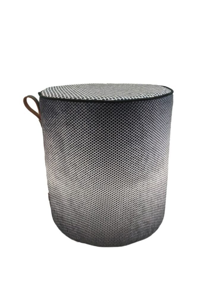 Black and White Color Polyester Velvet Pouf for Drawing Room - PF 026 (40x40x40cm) - Image 3