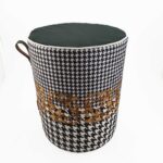 Black and White Home Decor Polyester Velvet Pouf - PF 025 (40x40x50cm)