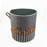 Black and White Home Decor Polyester Velvet Pouf - PF 025 (40x40x40cm)