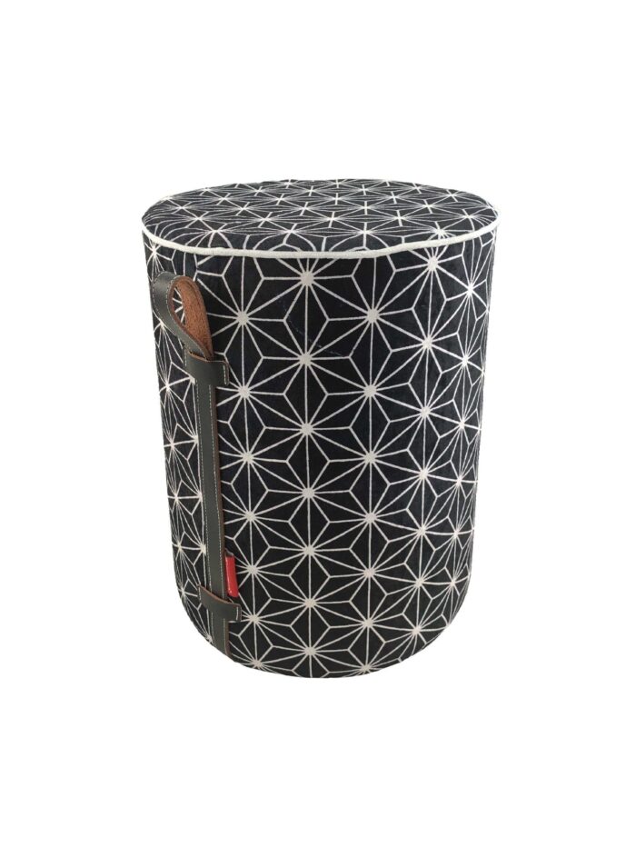 Black and White Color Decorative Polyester Velvet Pouf - PF 027 (40x40x50cm) - Image 1