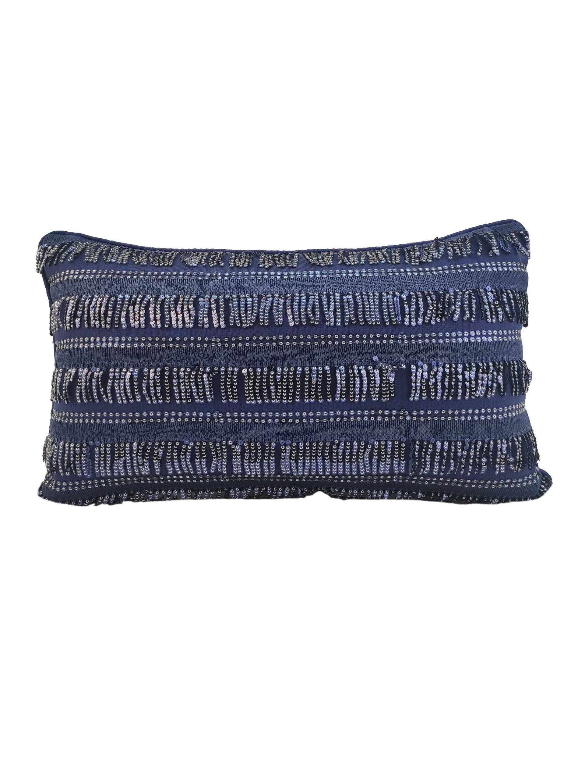 IMG_20220112_150504-1-scaled-1-1875x2500-1.jpg Dark Blue Shiny & Sparkling Polyester Cushion Cover with Filler for Party and Playroom - CS 079 (30x50cm) - Image 1