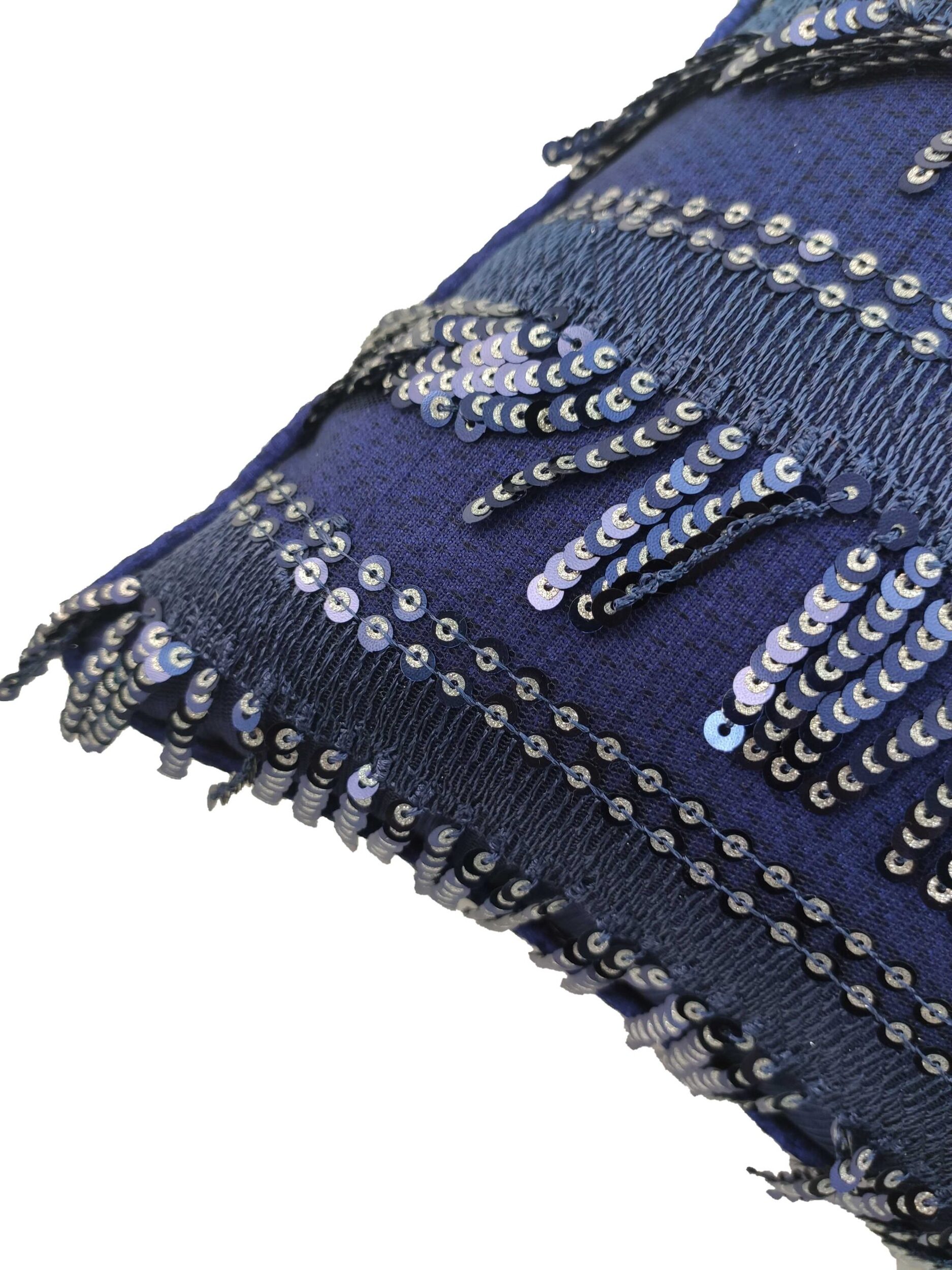 IMG_20220112_150611-1-scaled-1.jpg Dark Blue Shiny & Sparkling Polyester Cushion Cover with Filler for Party and Playroom - CS 079 (30x50cm) - Image 4