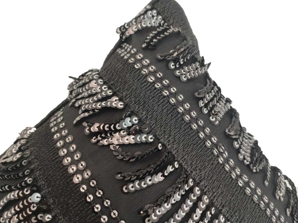 IMG_20220112_151239-1.jpg Black Shiny & Sparkling Polyester Cushion Cover with Filler for Party and Playroom - CS 075 (30x50cm) - الصورة 3