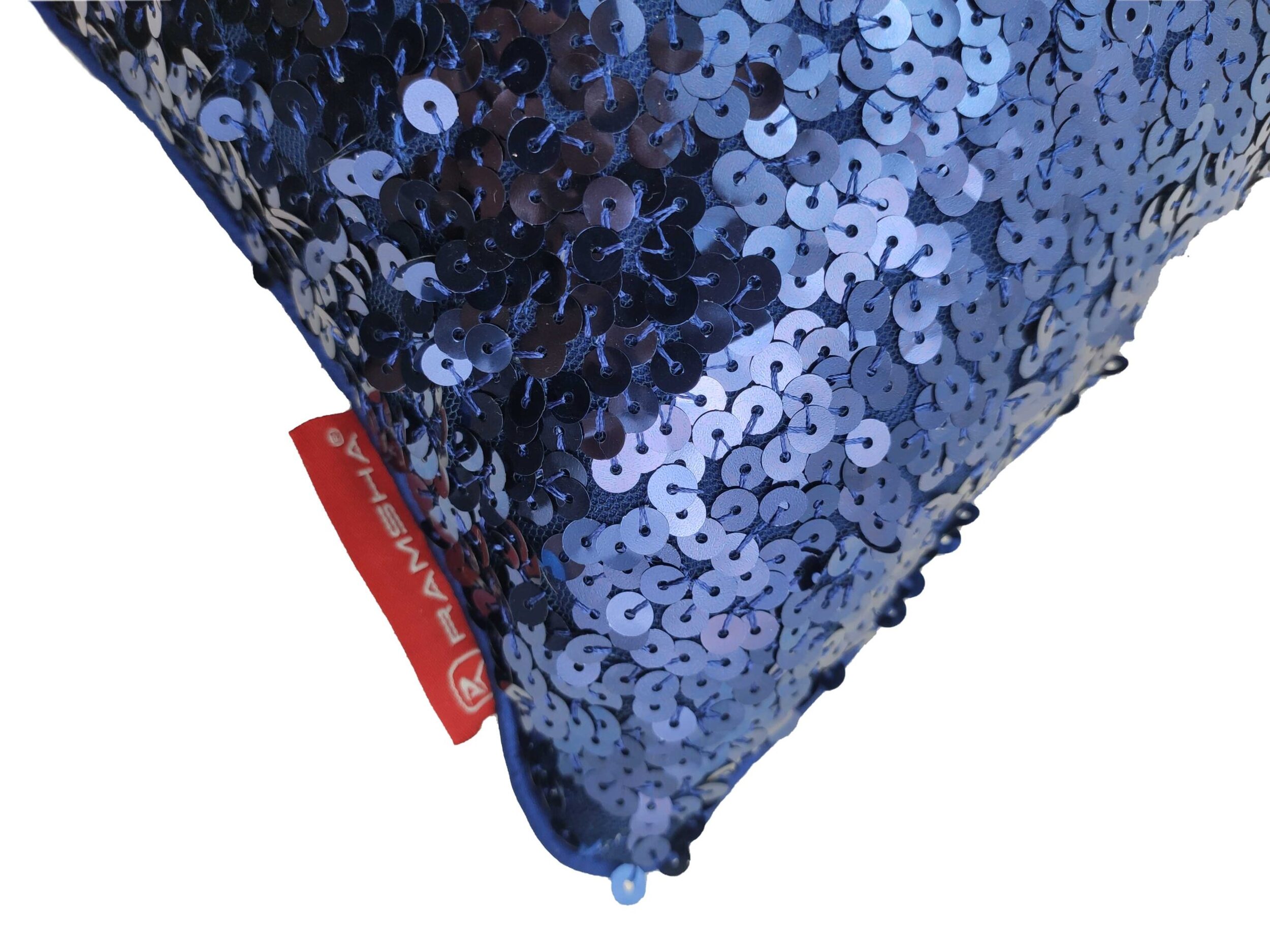 IMG_20220112_153757-3-scaled-1.jpg Dark Blue Shiny & Sparkling Polyester Cushion Cover with Filler for Floor, Bed, and Couch - CS 078 (30x50cm) - الصورة 4