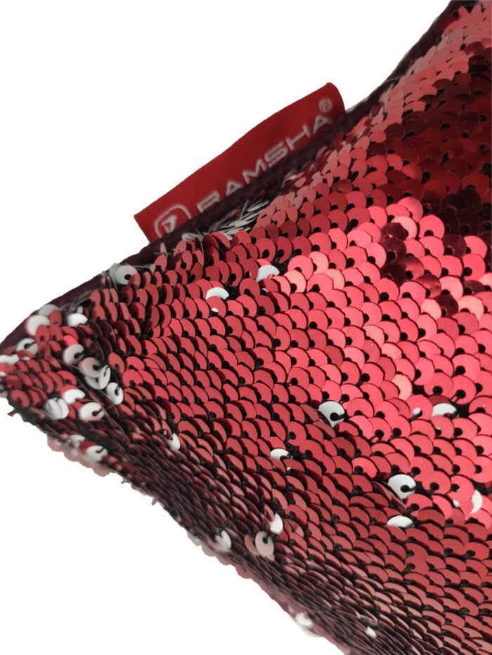 Red & Silver Color Polyester Cushion with Filler for Sofa, Bed, Living Room - CS 085 (30x50cm) - Image 4