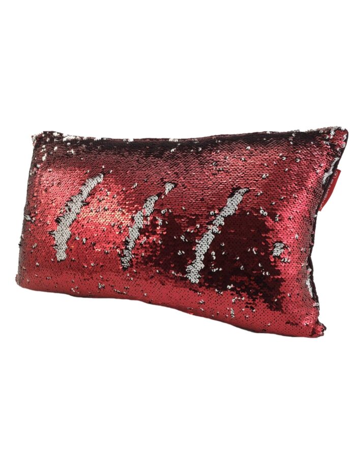 Red & Silver Color Polyester Cushion with Filler for Sofa, Bed, Living Room - CS 085 (30x50cm) - Image 2