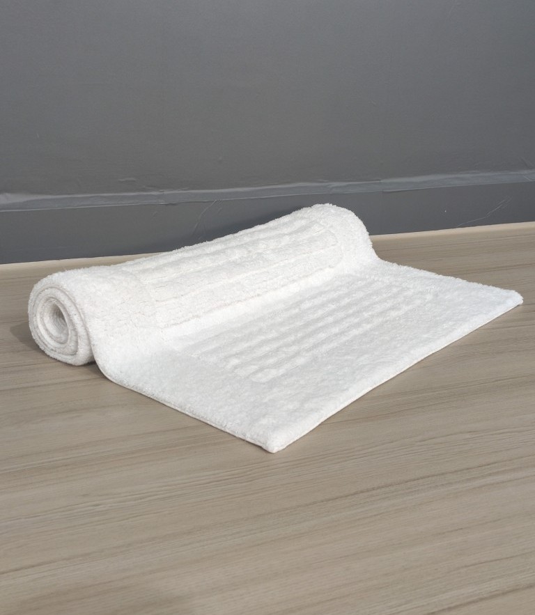IMG_20220113_150603.jpg Bleach White Non-Slip Fluffy Soft Cotton Bathmat - BT 004 (60x90cm) - الصورة 2