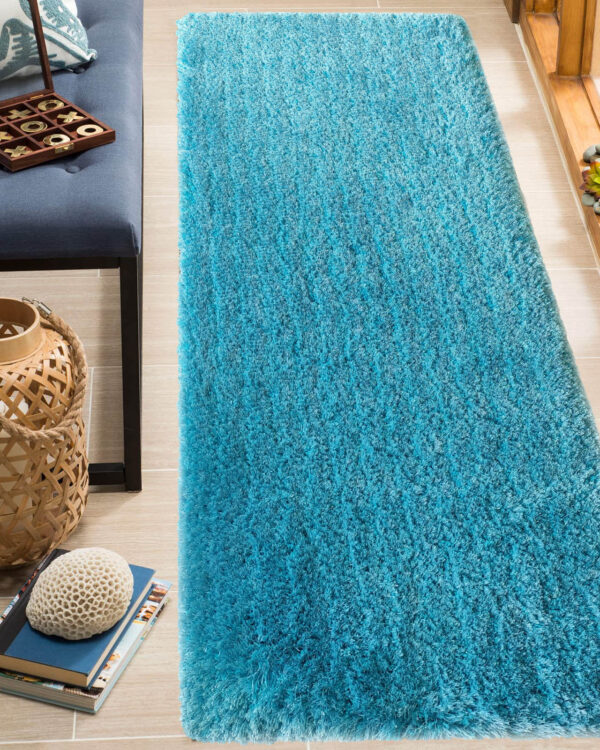 Elegant Aqua Color Shaggy Rug MPV 02, 60x180cm for Drawing Room Decor by Ramsha Home Stylish aqua color shaggy rug MPV 02, 60x180cm, ideal for enhancing drawing room decor by Ramsha Home.
