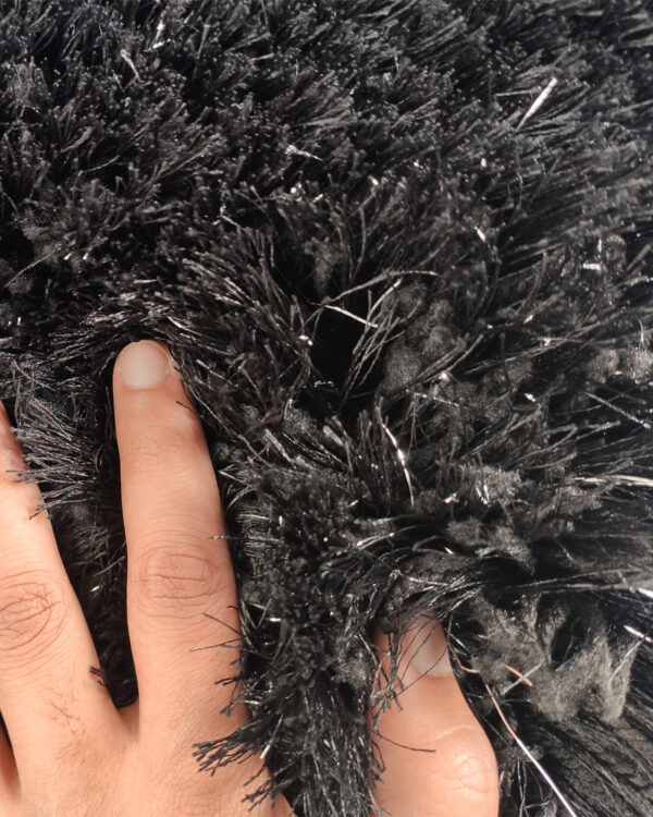 Chic Polyester and Cotton Black Glitter Rug - MPV-07 (60X180cm) Plush Black Glitter Rug - MPV-07 (60X180cm)