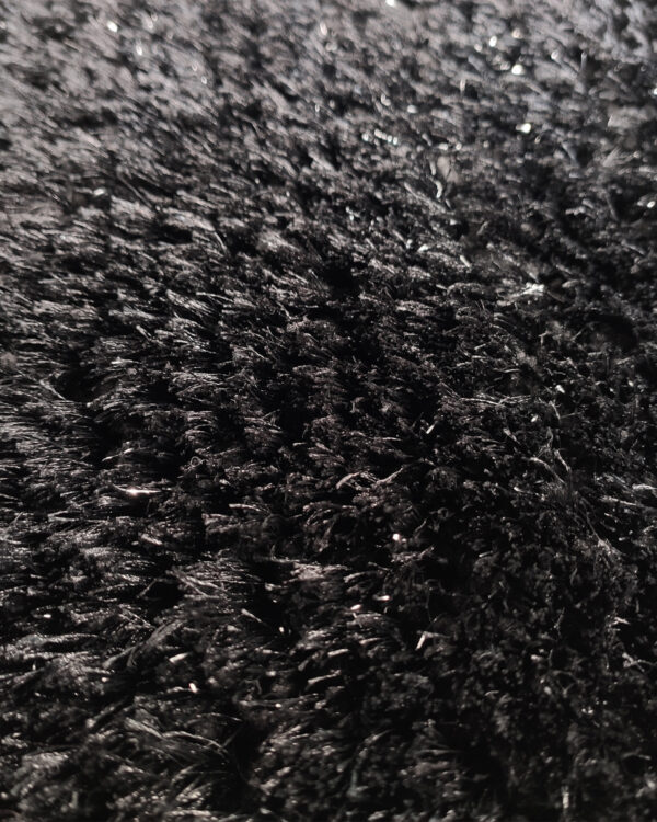 Glamorous Polyester, Micron, and Cotton Bedroom Rug - MPV-07 (60X180cm) Chic Black Glitter Polyester Shaggy Rug - MPV-07 (60X180cm)