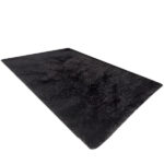 Black Glitter Polyester, Micron & Cotton Bedroom Decor Shaggy Rug - MPV 07 (170x240cm)