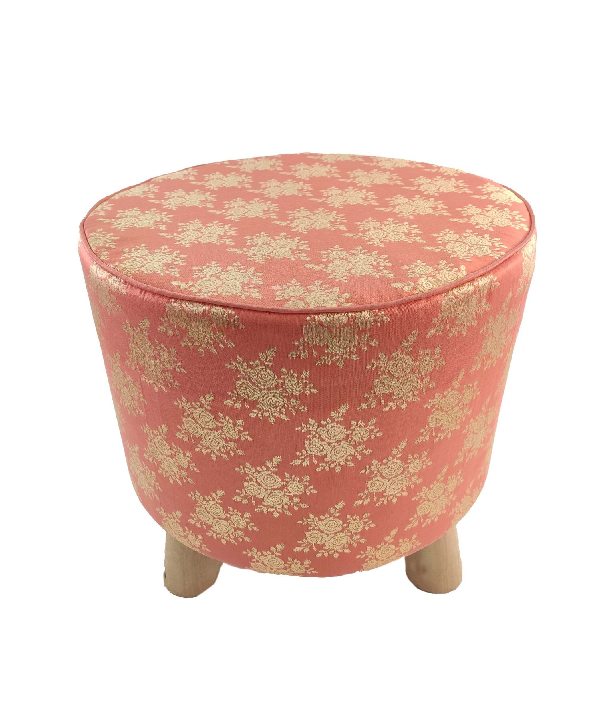 IMG_20220124_115515-scaled-1-2070x2500-1.jpg Pink & Gold Color Floor Pouf for Living Room - PF 021 (40x40x40cm) - الصورة 1