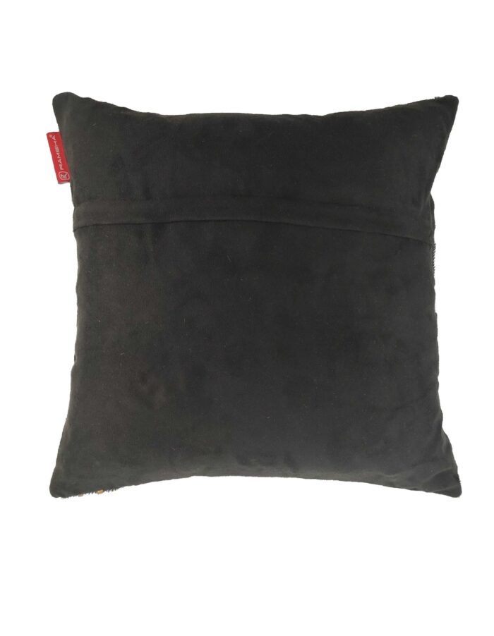 Black & Gold Color Handmade Leather Cushion with Filler - CS 092 (45x45cm) - Image 4