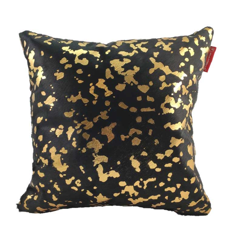 IMG_20220124_120433-1.jpg Black & Gold Color Handmade Leather Cushion with Filler - CS 092 (45x45cm) - Image 1