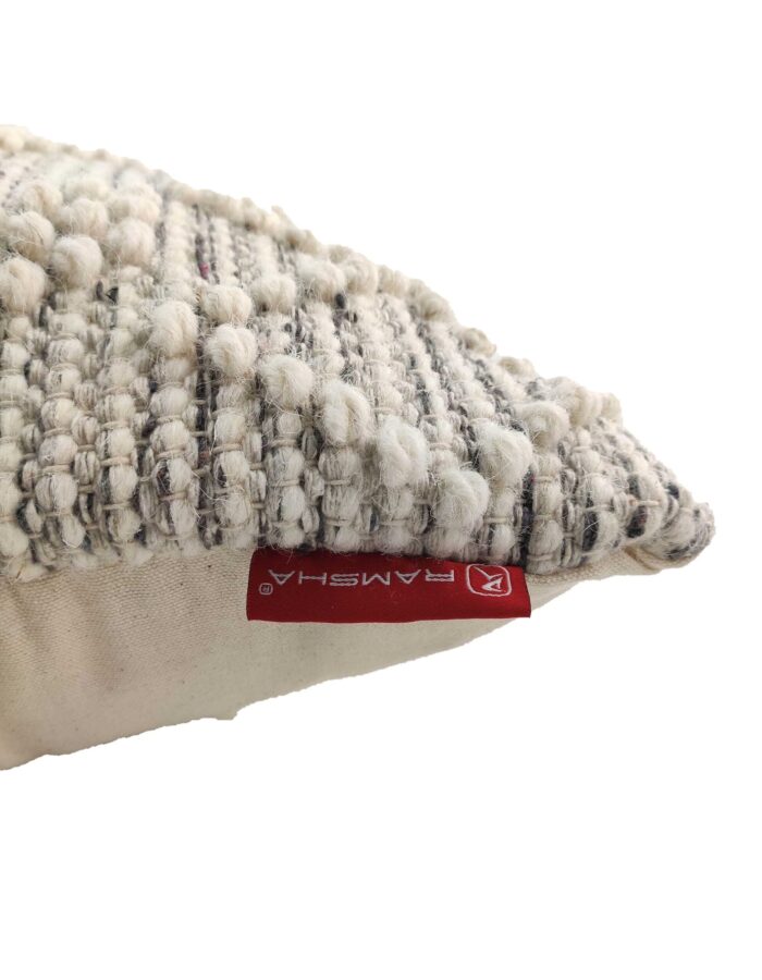Natural & Black Color Handmade Cotton-Wool Cushion - CS 046 (60x60cm) - Image 4