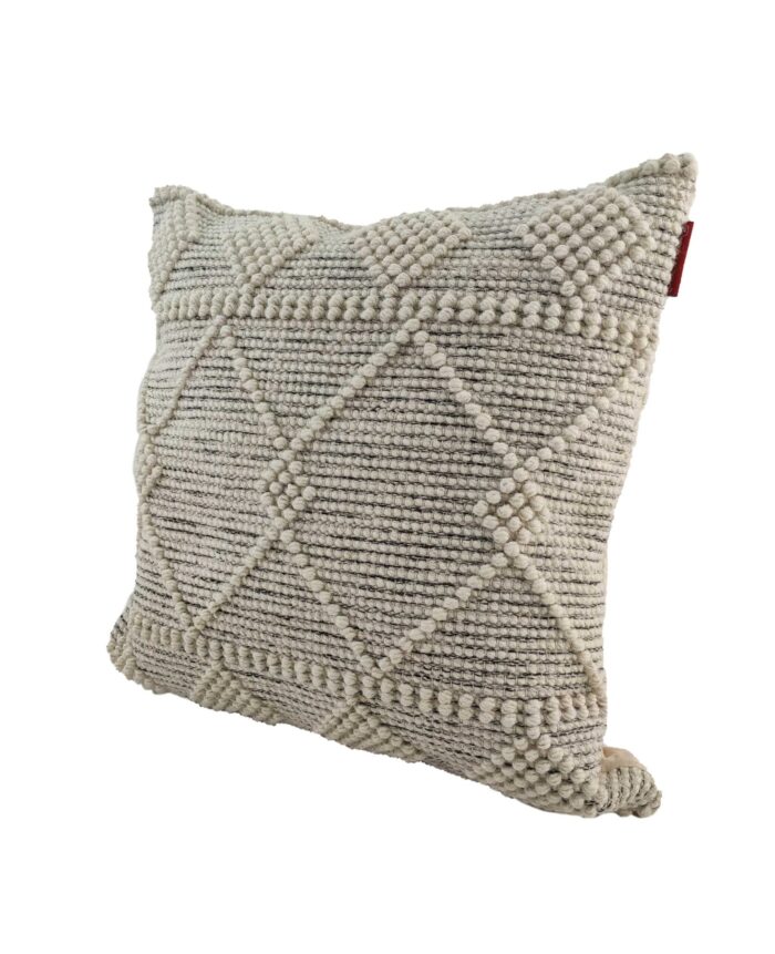 ⁦Natural & Black Handmade Bedroom Decor Cotton-Wool Cushion - CS 047 (60x60cm)⁩ - الصورة ⁦2⁩