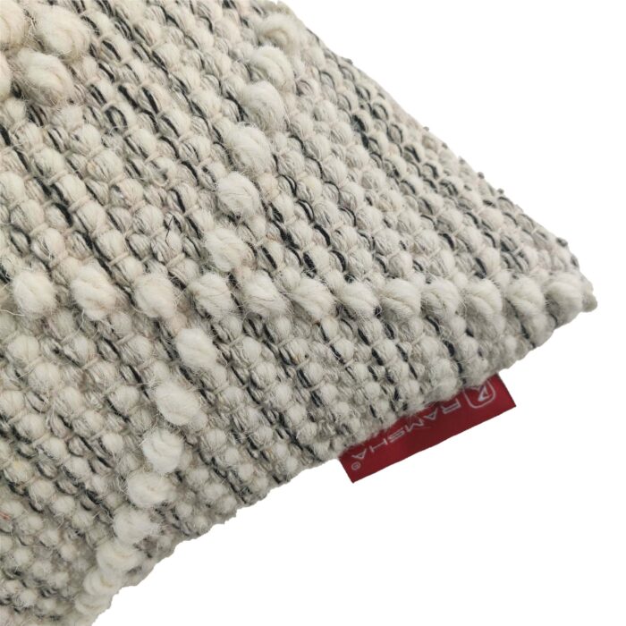 Natural and Black Handmade Cotton and Wool Woven Cushion Cover for Hallway and Window Seat - CS 048 (60x60cm) - Image 3