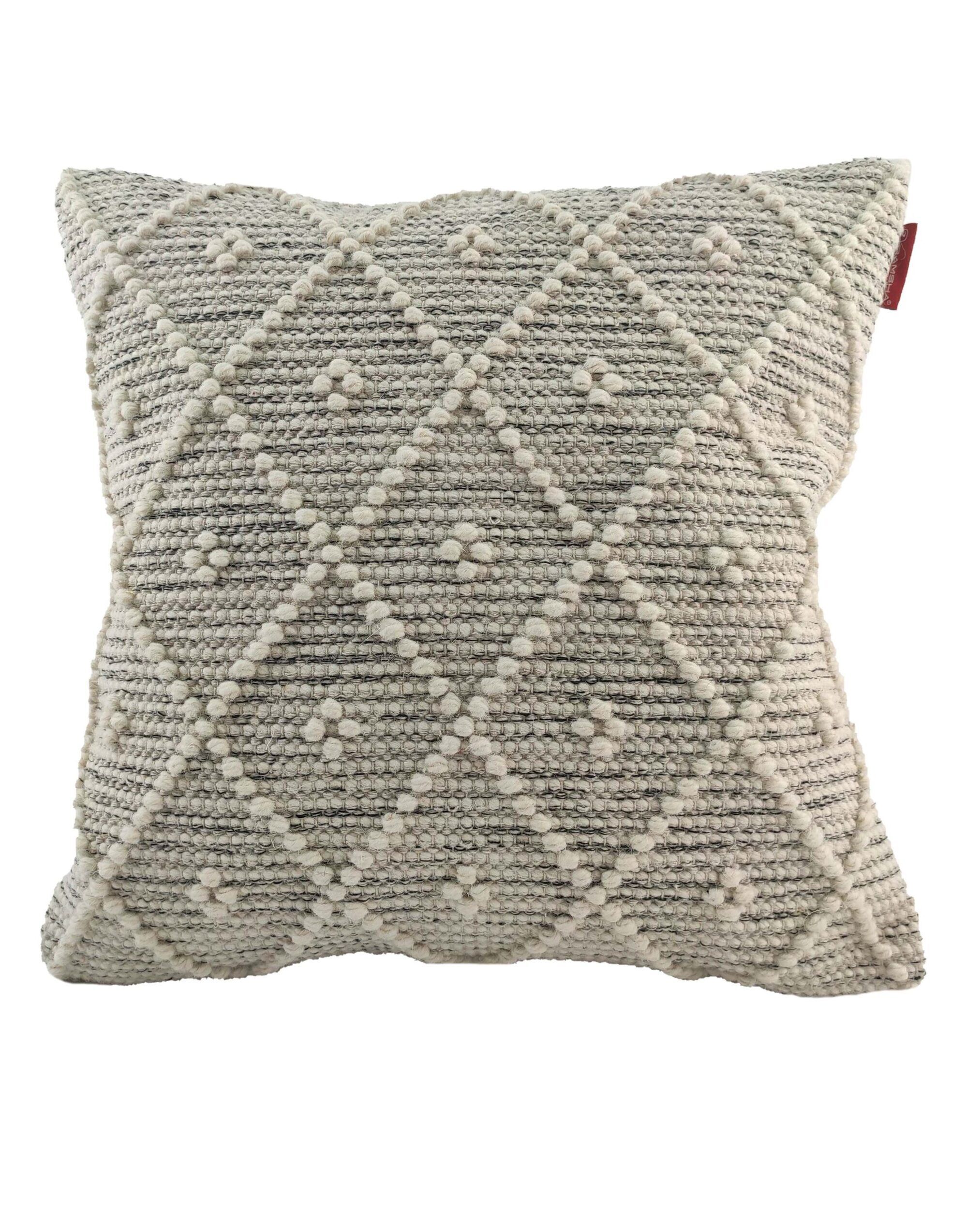 IMG_20220203_155648-scaled-2-2026x2500-1.jpg Natural and Black Handmade Cotton and Wool Woven Cushion Cover for Hallway and Window Seat - CS 048 (60x60cm) - Image 1