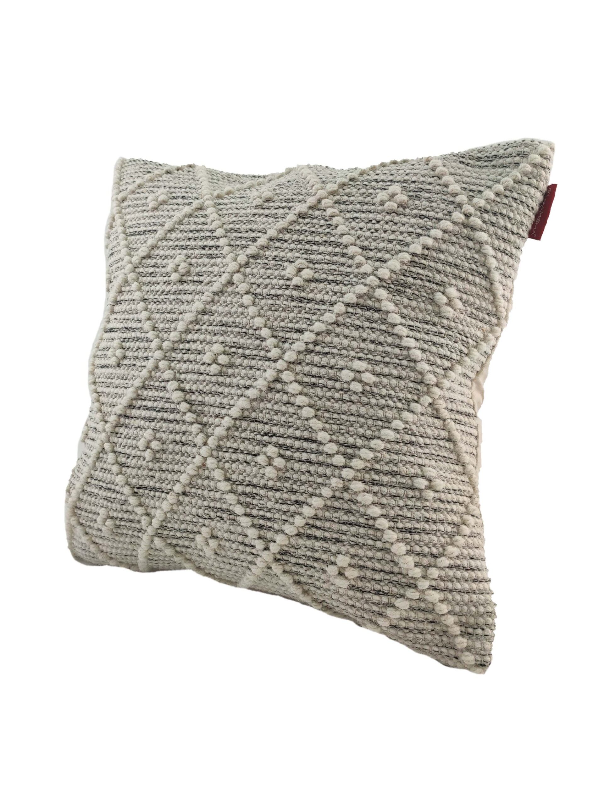 IMG_20220203_155720-scaled-2.jpg Natural and Black Handmade Cotton and Wool Woven Cushion Cover for Hallway and Window Seat - CS 048 (60x60cm) - Image 2