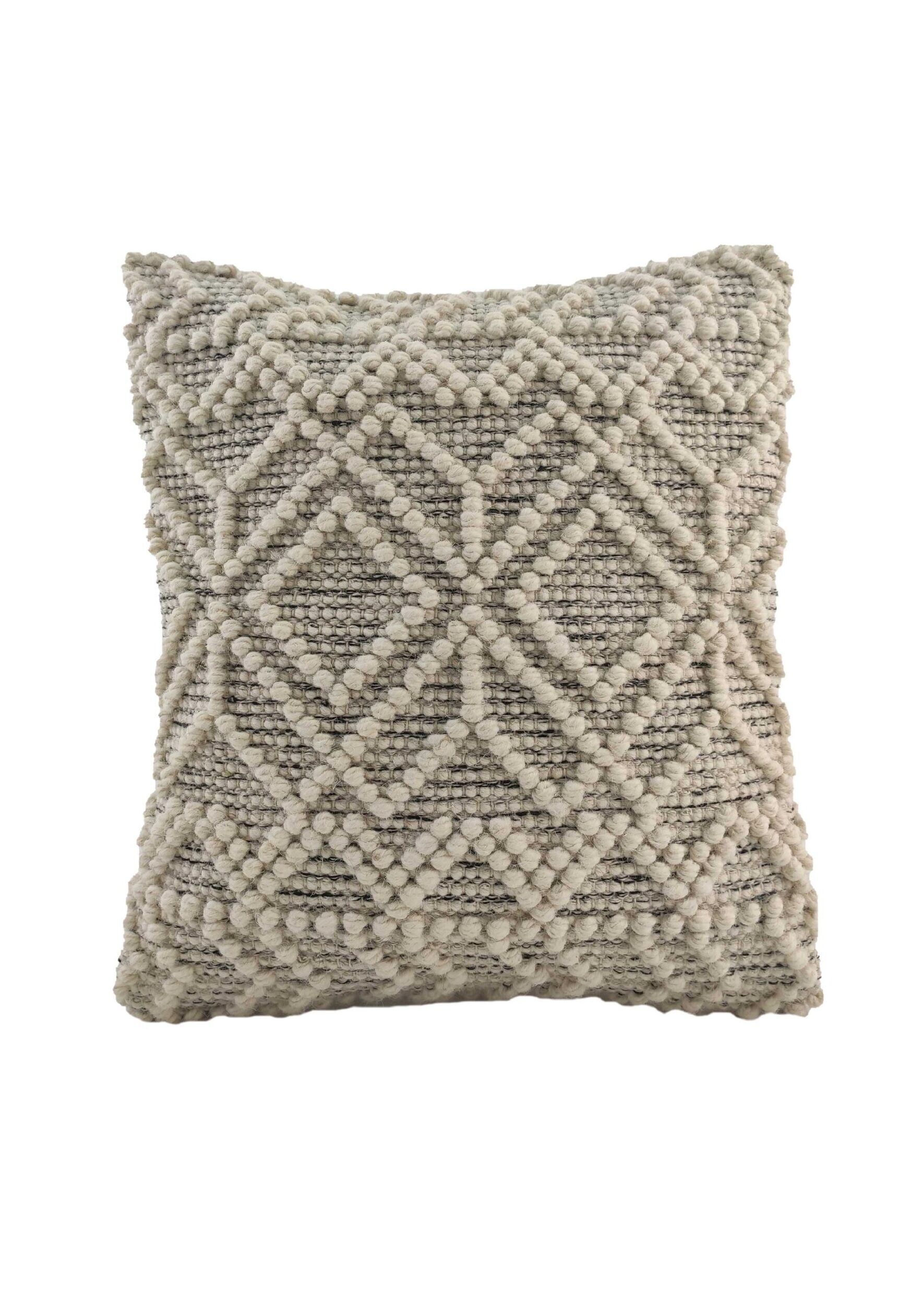 IMG_20220203_161604-scaled-1-1771x2500-1.jpg Natural & Black Handmade Cotton and Wool Cushion with Filler - CS 051 (45x45cm) - Image 1