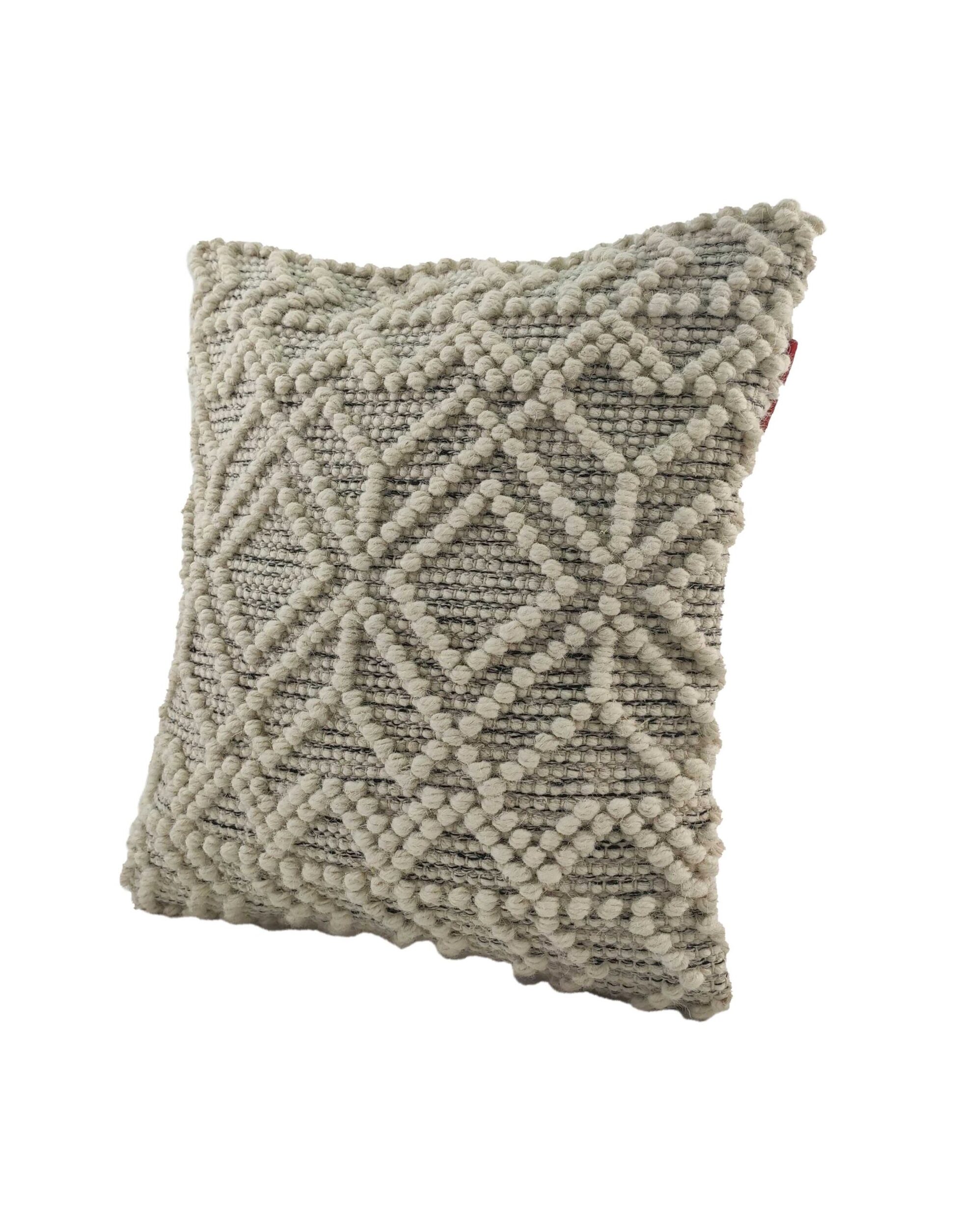 IMG_20220203_161622-scaled-1.jpg Natural & Black Handmade Cotton and Wool Cushion with Filler - CS 051 (45x45cm) - Image 2