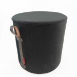 Black Color Living Room Pouf with Handle - PF 023 (40x40x40cm)