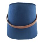 Dark Blue Color Comfort Polyester Pouf with Leather Handle - PF 022 (30x35x35cm)