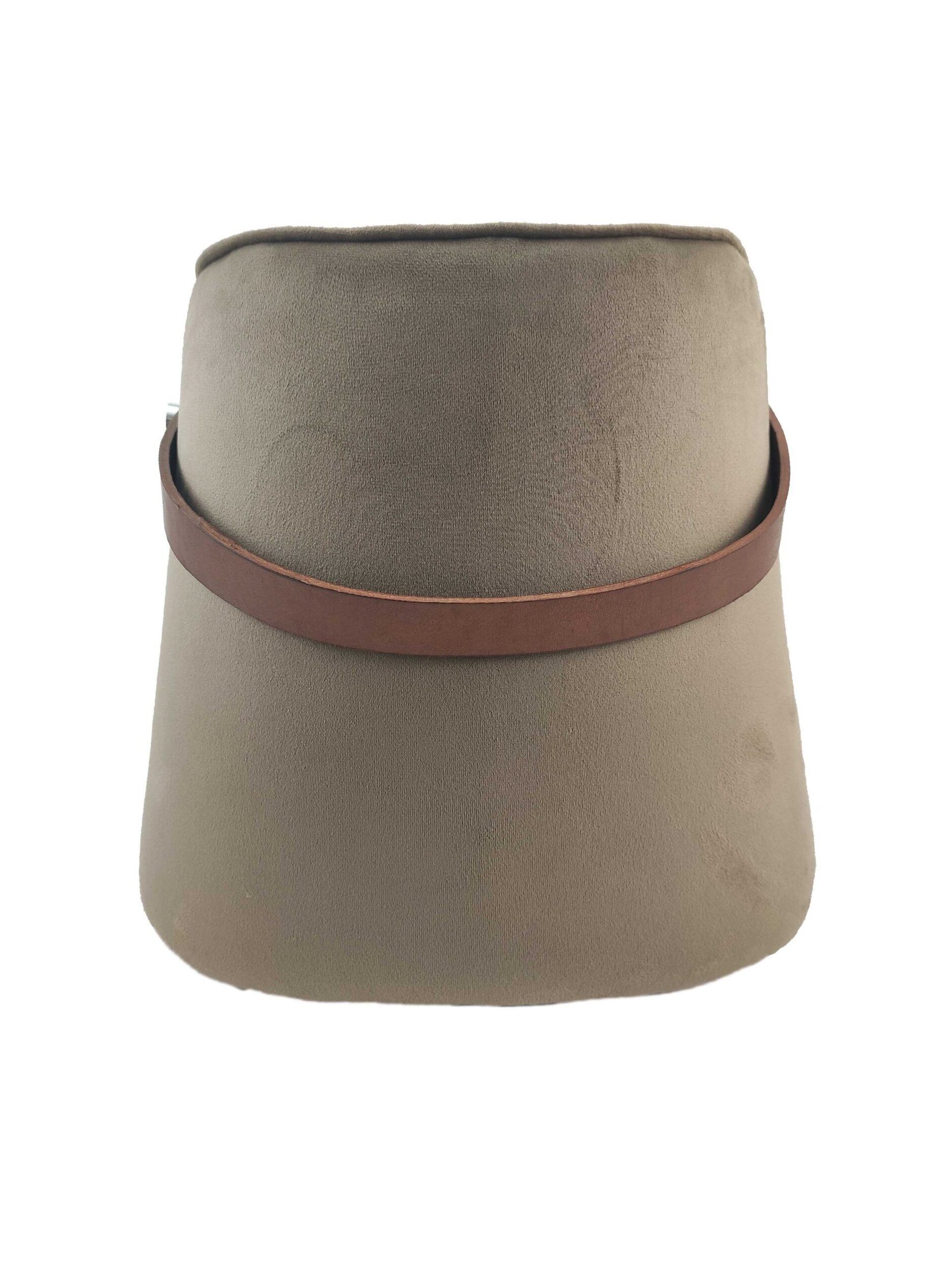 IMG_20220204_104103-scaled-2-1875x2500-1.jpg Brown Color Comfort Polyester Pouf with Leather Handle - PF 022 (30x35x35cm) - Image 1