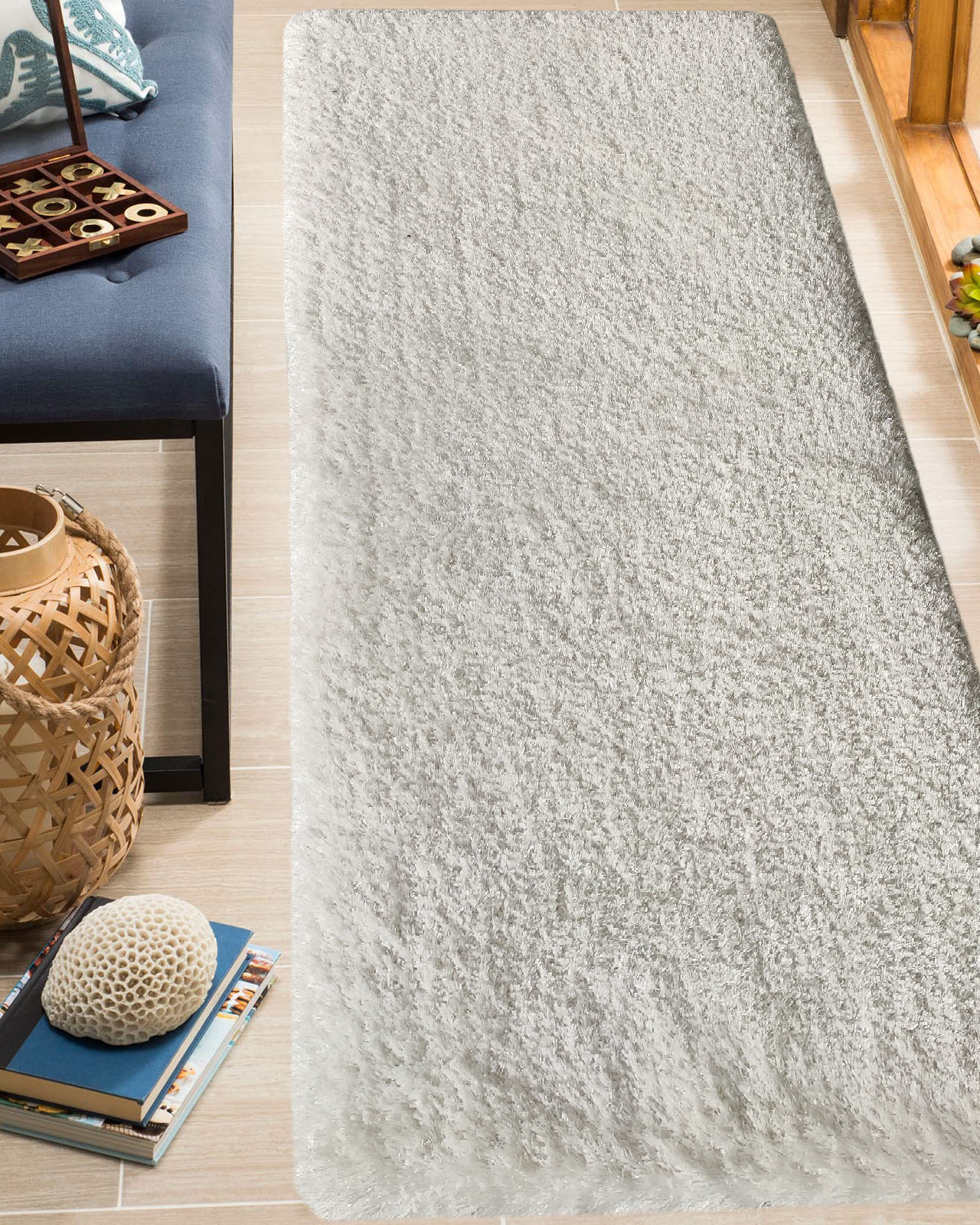 IMG_20220209_120226-1-2.jpg White Color Entryway Decor Shaggy Rug - MPV 01 (60x180cm) - Image 5