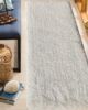 Elegant entryway decor shaggy rug MPV 01 in white color, 80x200cm, soft and plush by Ramsha Home.