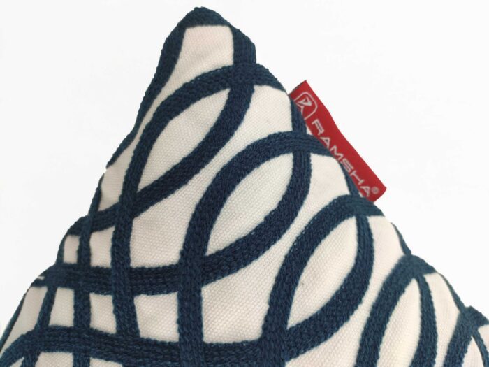 Blue & White Color Embroidery Cotton Cushion with Filler for Bedroom, Couch, and Car - CS 118 (45x45cm) - Image 4