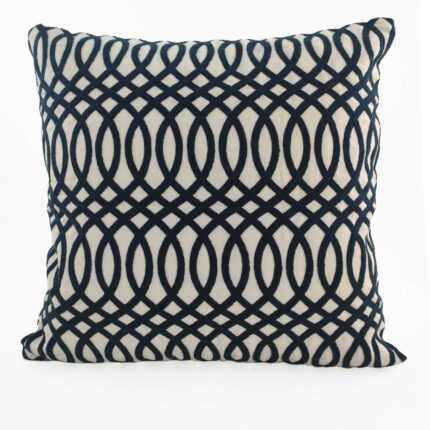 Blue & White Color Embroidery Cotton Cushion with Filler for Bedroom, Couch, and Car - CS 118 (45x45cm)
