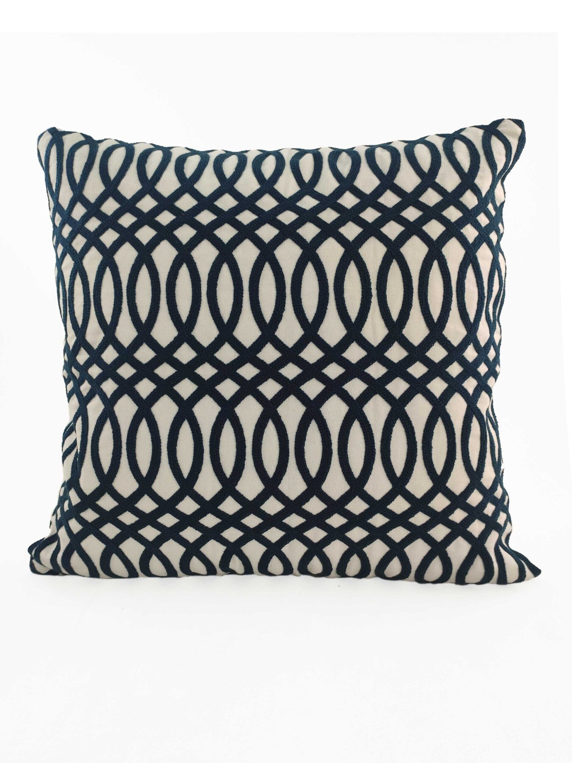 IMG_20220210_124920-scaled-1.jpg Blue & White Color Embroidery Cotton Cushion with Filler for Bedroom, Couch, and Car - CS 118 (45x45cm) - Image 1