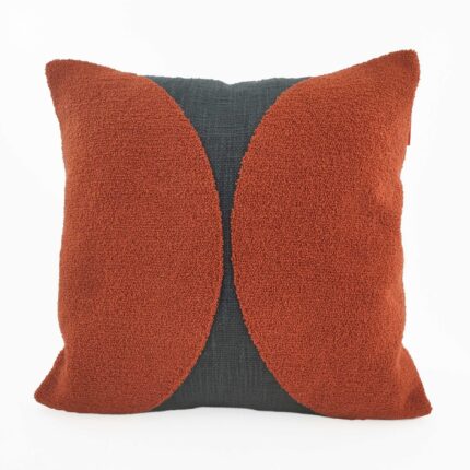 Rust Cotton Cushion Cover with Filler and Embroidery for Hallway, Bed, and Sofa - CS 121 (45x45cm)