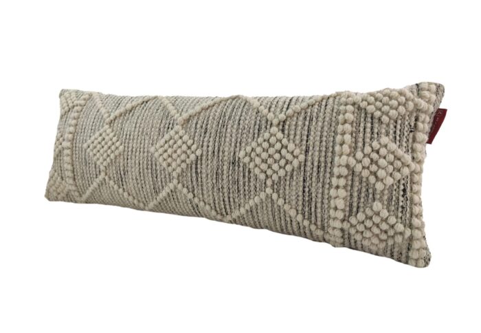 ⁦Natural & Black Handmade Bedroom Decor Cotton-Wool Cushion - CS 047 (30x90cm)⁩ - الصورة ⁦2⁩