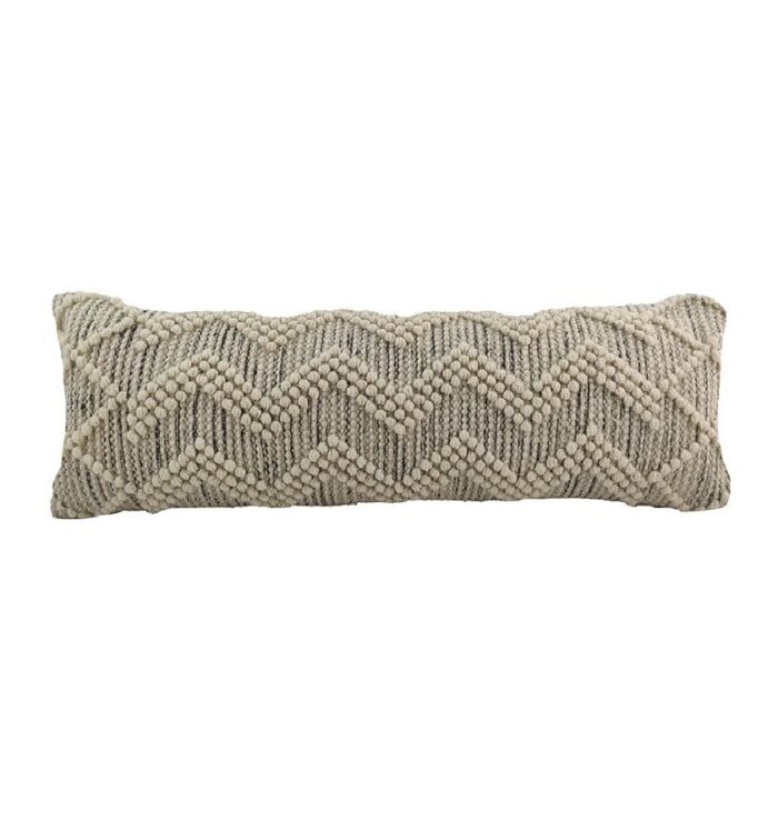 Natural & Black Color Handmade Cotton-Wool Cushion - CS 046 (30x90cm) - Image 1