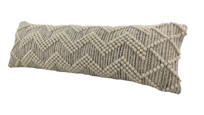 Natural & Black Color Handmade Cotton-Wool Cushion - CS 046 (30x90cm) - Image 2