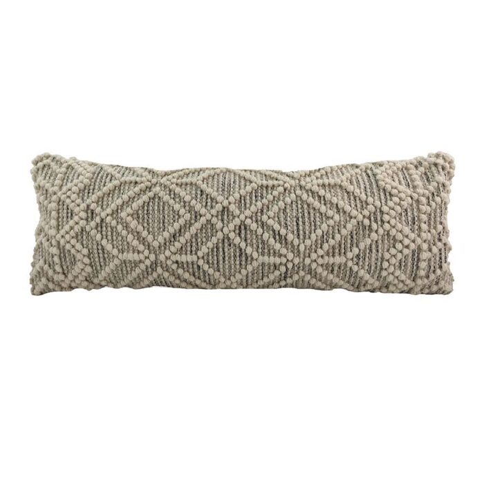 Natural and Black Handmade Cotton and Wool Woven Cushion for Home Decor - CS 051 (30x90cm) - Image 1