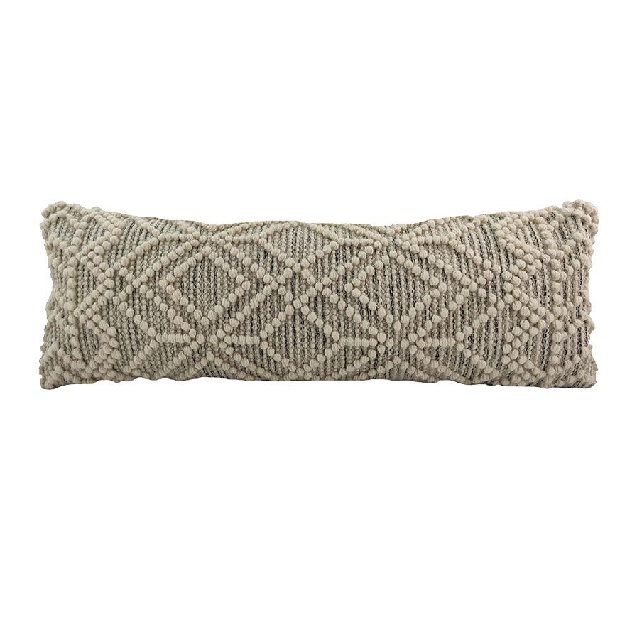 IMG_20220210_162440-1-897x900-1.jpg Natural and Black Handmade Cotton and Wool Woven Cushion for Home Decor - CS 051 (30x90cm) - Image 1