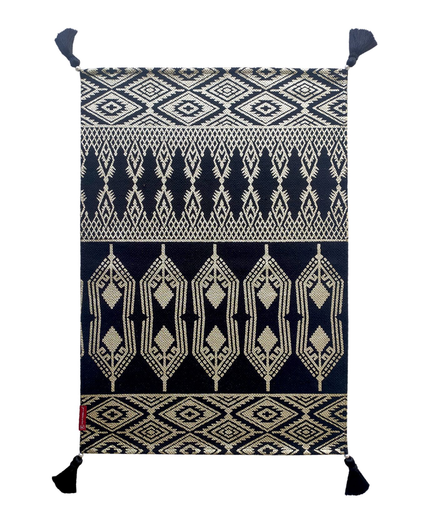 IMG_20220222_112440.jpg Black & Gold Cotton Printed Rug - SP 006 (60x90cm) - Image 1
