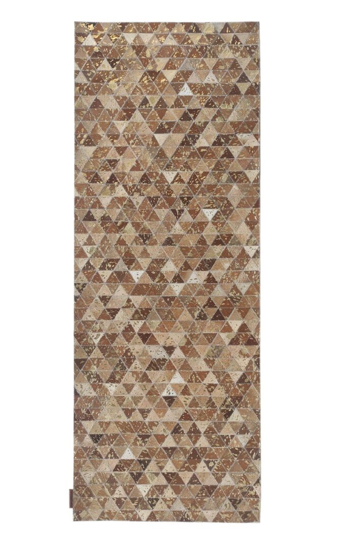 Amazing Tan Color Guest Room Decor Leather & Wool Rug - LR 006 (60x180cm)