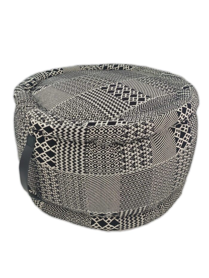 Black and White Color Soft and Comfort Pouf for Study Room - PF 040 (50x50x30cm) - Image 1