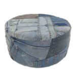 Blue Cotton Denim Pouf for Kids Room - PF 038 (50x50x30cm)