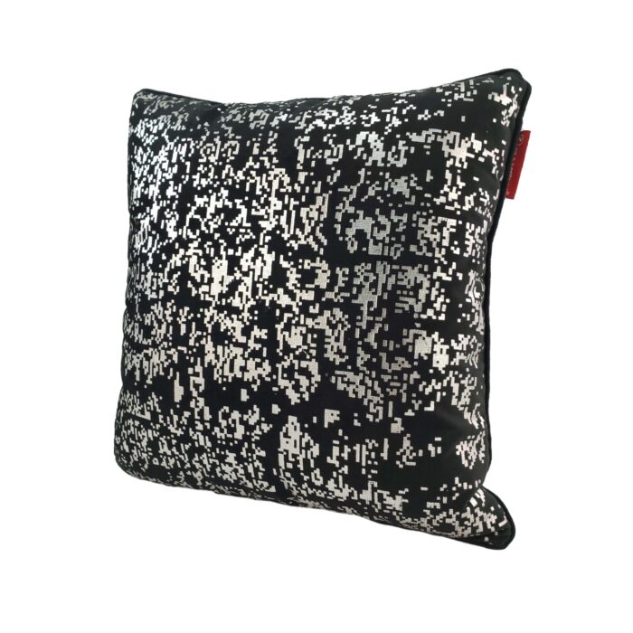 ⁦Black and Silver Velvet Cushion Cover for Floor Cushion and Bedroom - CS 128 (45x45cm)⁩ - الصورة ⁦2⁩