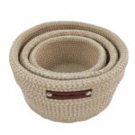 Natural and White Modern Cotton Basket Set for Home Decor - BS 013 (27x22x16cm)