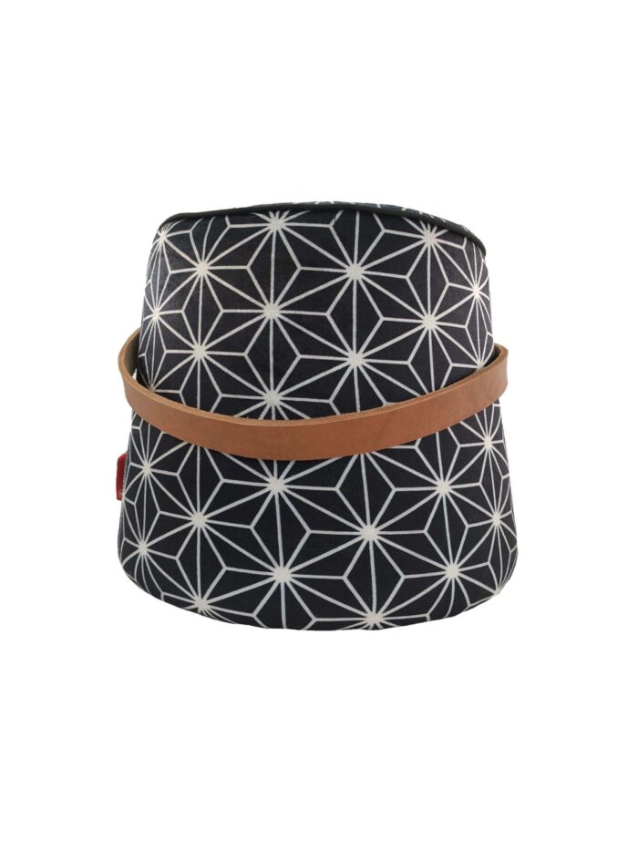⁦Black and White Color Decorative Polyester Velvet Pouf - PF 027 (30x35x35cm)⁩ - الصورة ⁦1⁩