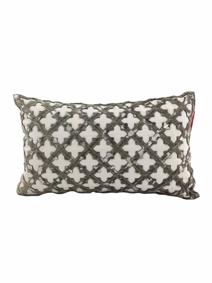 Beautiful Design White Leather Cushion - CS 103 (30x50cm) - Image 1