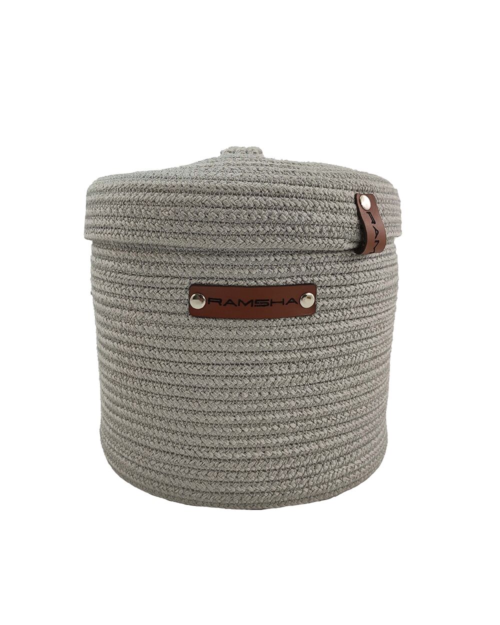 IMG_20220322_154926-1.jpg Handmade Grey Basket - BS 003 (22x22cm) - الصورة 1