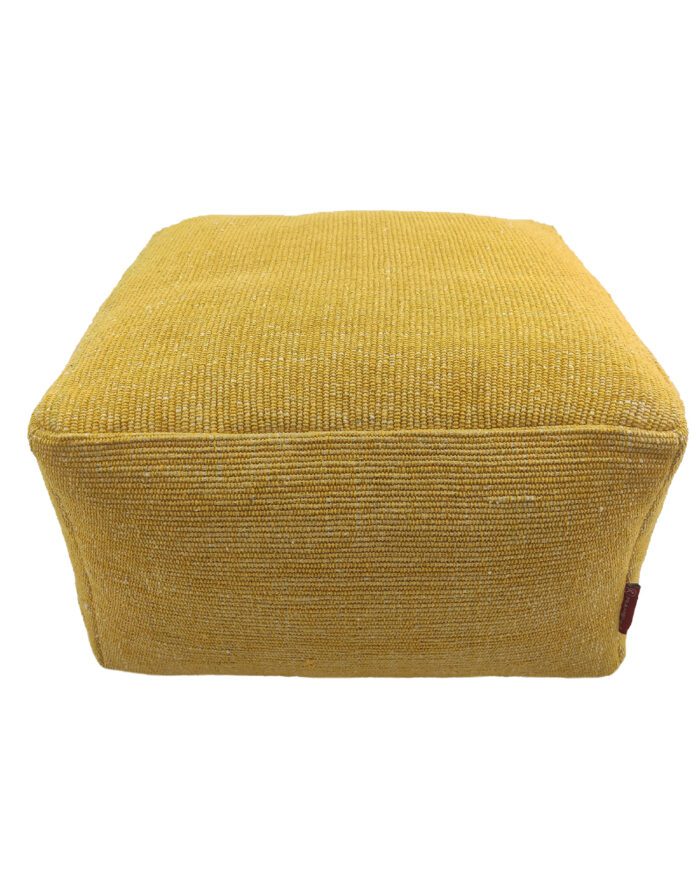 ⁦Yellow Color Bedroom Decor Cotton Pouf - PF 069 (50x50x30cm)⁩ - الصورة ⁦2⁩